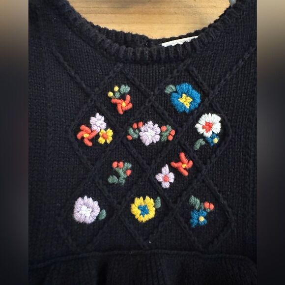 Hanna Andersson Size 70/6-12 Months Embroidered Floral Ruffle Skirt Dress - Picture 5 of 13